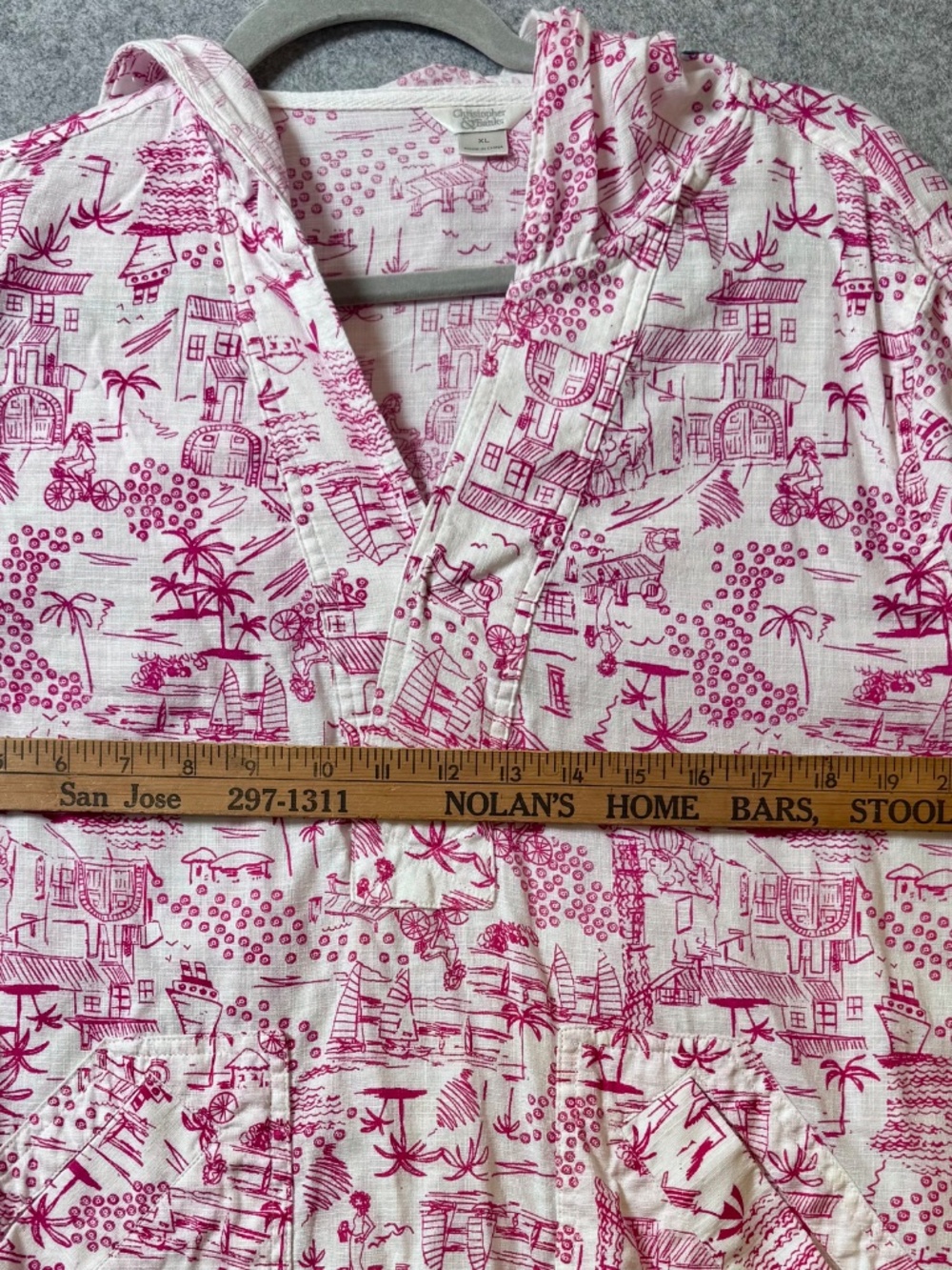 Christopher & Banks XL Pink Coastal Print Hooded Cotton Pullover Top - Picture 10 of 11